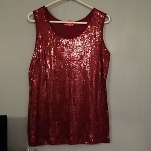 Large burgundy sequin tank top